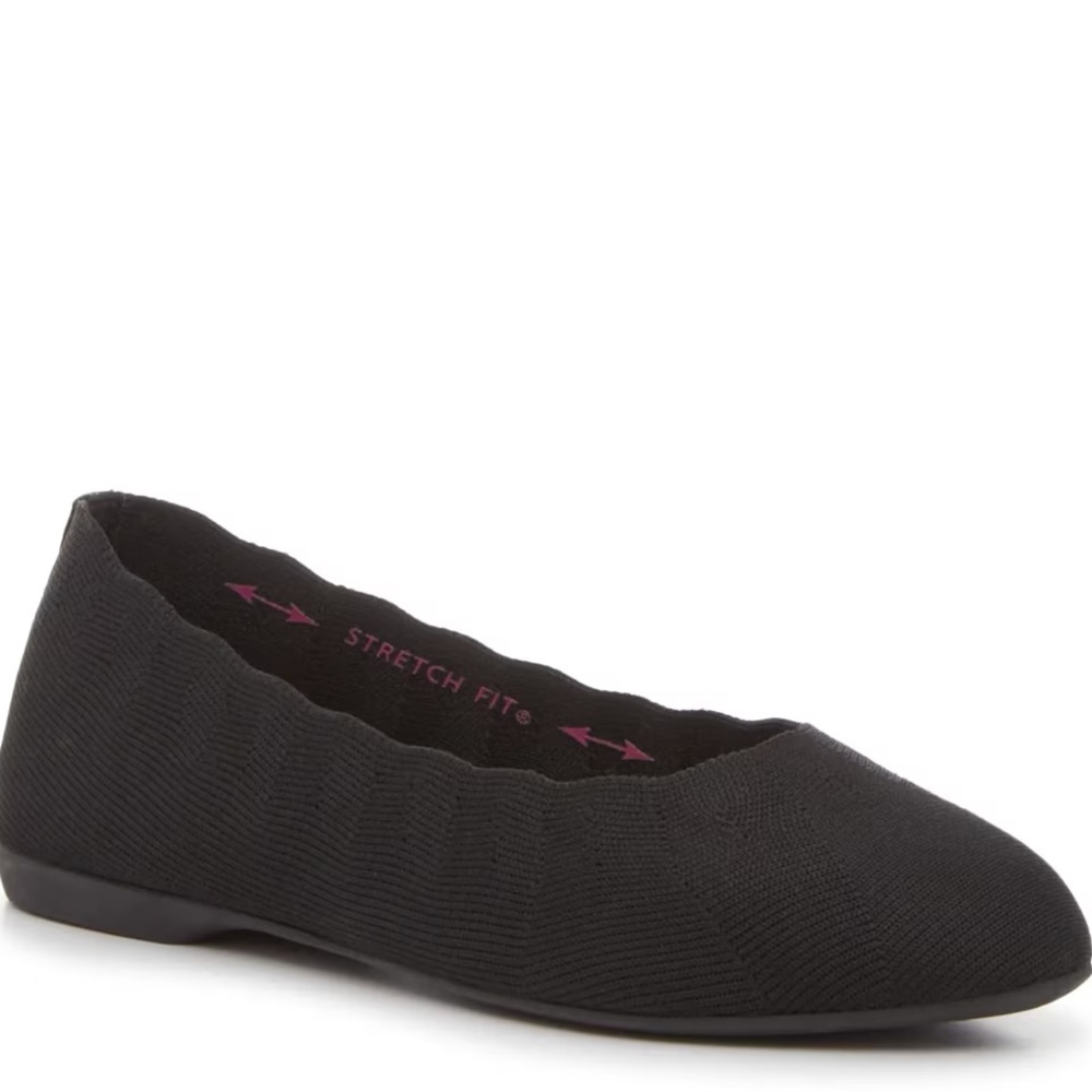 Skechers Women's Black Cleo black ballet most comfortable knit shoes 11 Wide